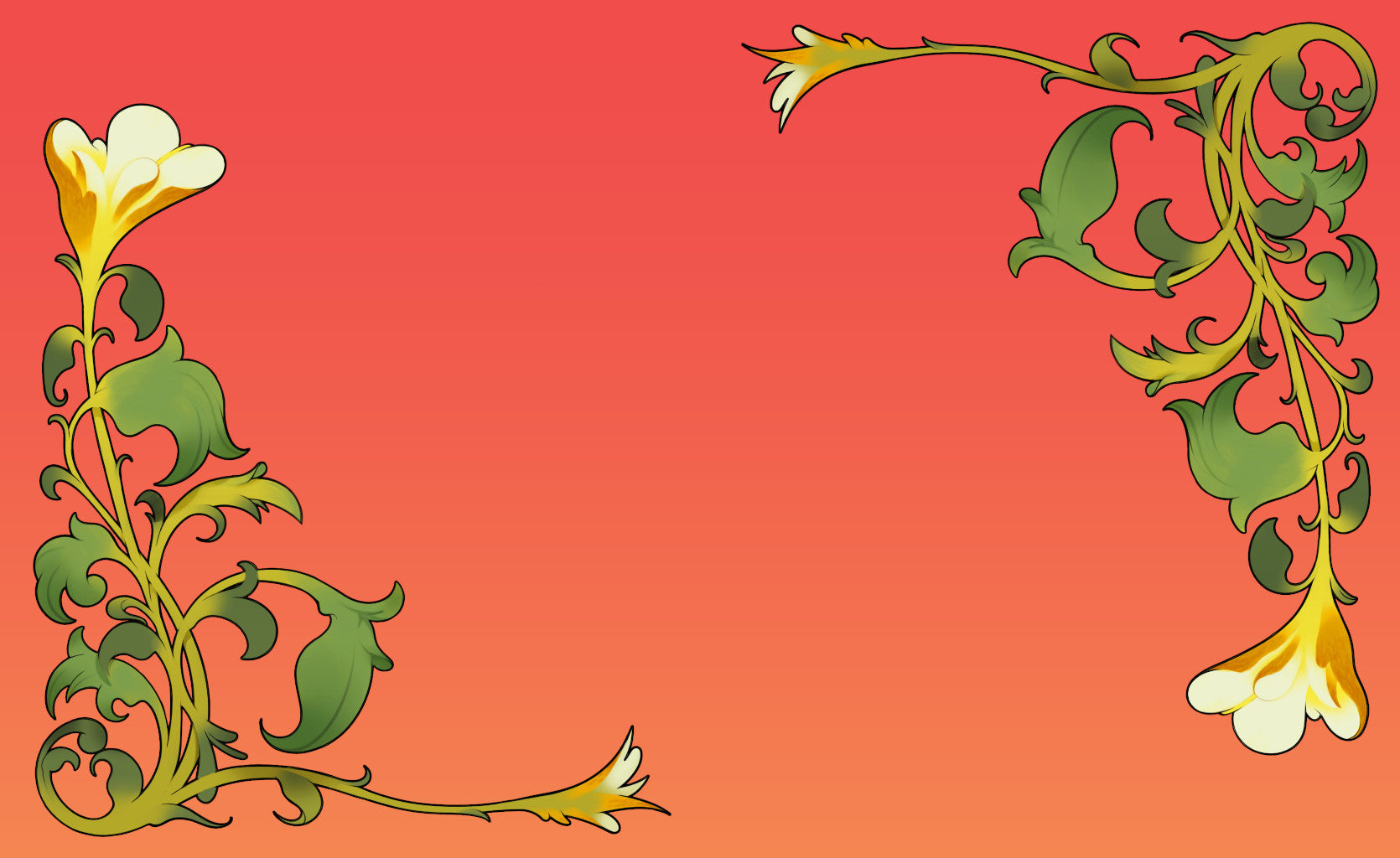 Brazza brand floral design with green leaves and yellow flowers on a red background